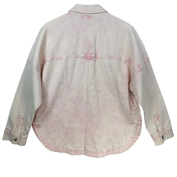 Faherty Sunwashed Overshirt Shacket Jacket Shirt Womens Small Pop Pink Organic - Picture 11 of 14